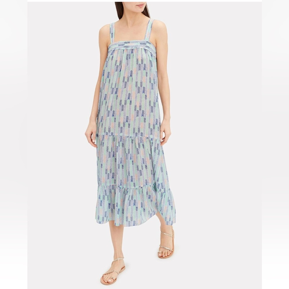 Lemlem Gigi 100% Silk Sweepy Royal Blue Maxi Dress Size Small
